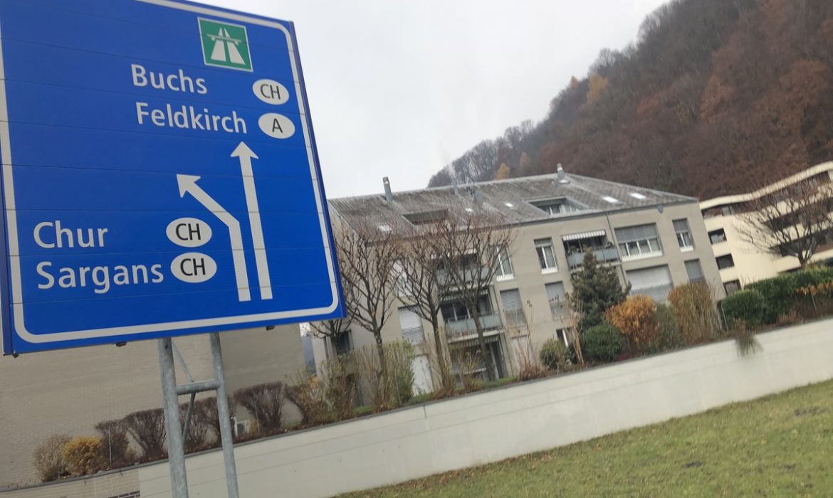 Road sign showing international destinations