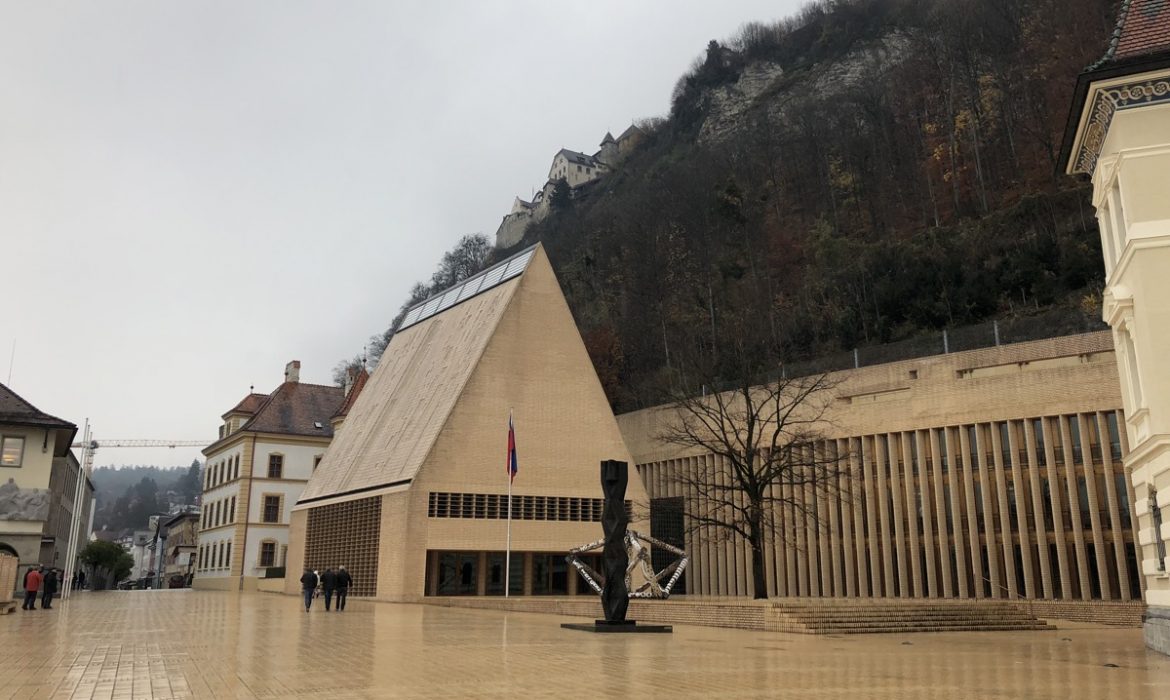 One end of the main street in Vaduz