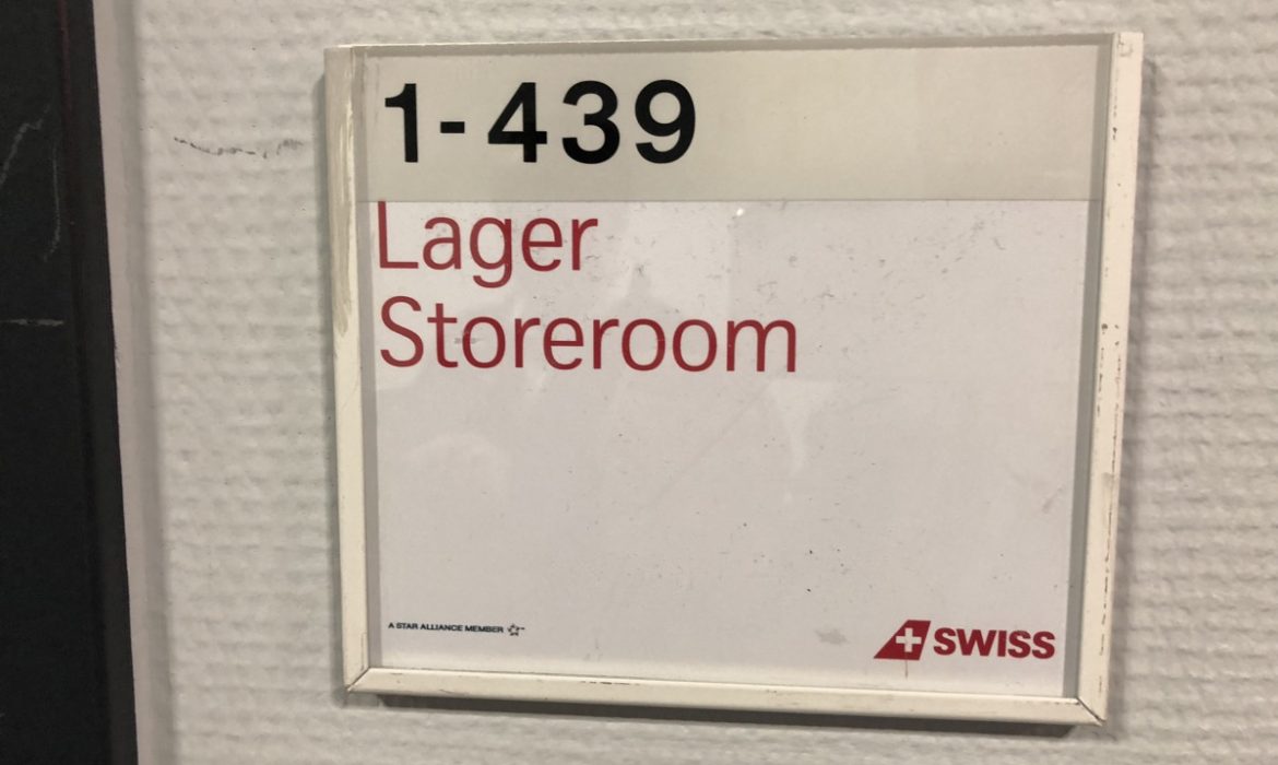 Sign showing the words Lager Storeroom