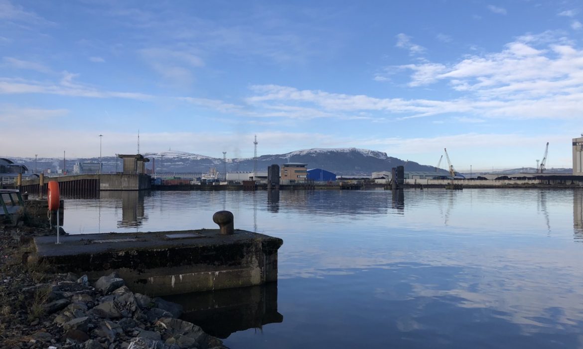 View across the docks from outside Titanic Belfast
